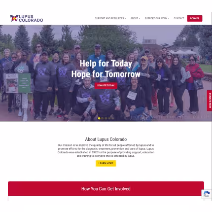 Lupus Colorado screenshot of the website homepage.